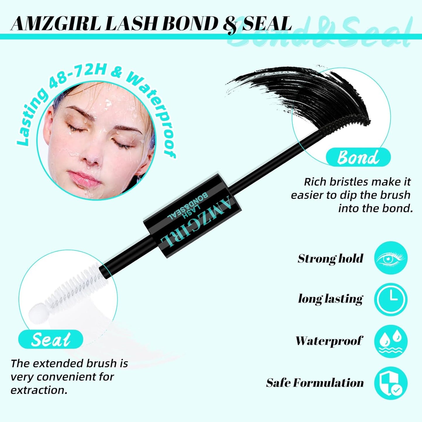AMZGIRL LASH Clusters Kit 320Pcs, DIY Individual Extensions with Lash Bond and Seal, Remover For False Eyelashes, Applicator Tool Kit At Home(3040D,D-Mix9-16mm, Black